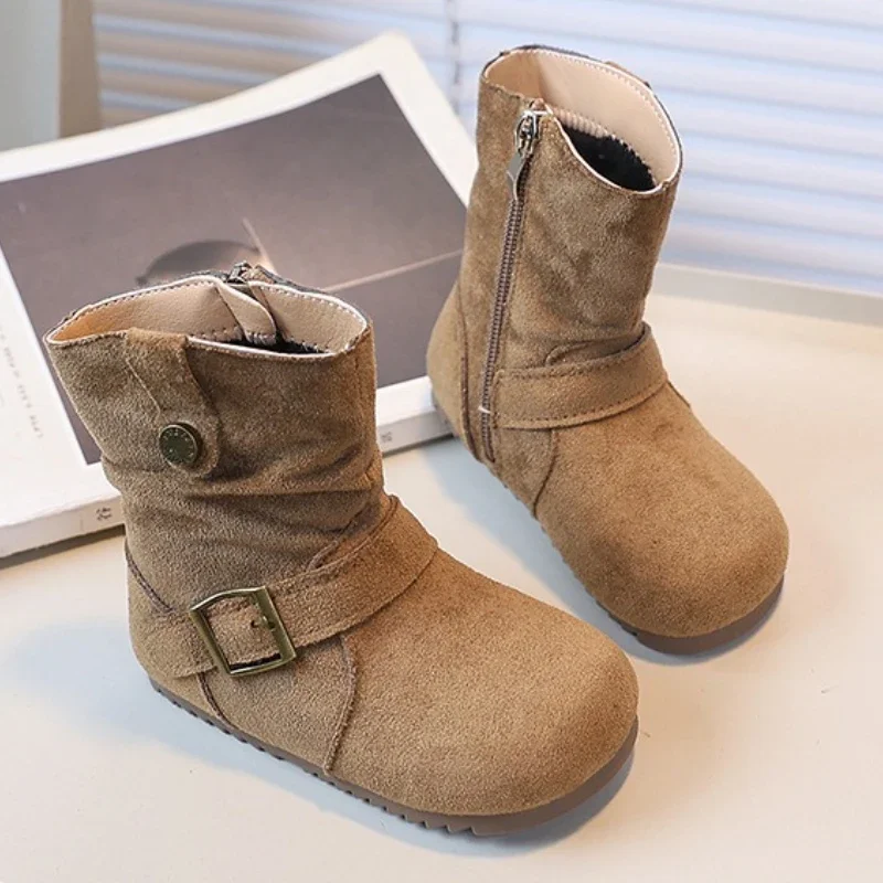 الأطفال الصغار موضة حذاء من الجلد الخريف الشتاء الكورية نمط الفتيات الأحذية الجلدية تنفس الاطفال بلون الأطفال أحذية بوت قصيرة