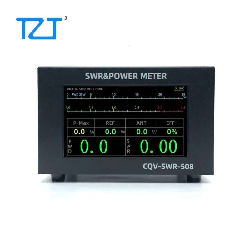 TZT CQV-SWR-508 200W 1.8-54MHz Digital SWR & Power Meter 4.3-inch IPS Color Screen Standing Wave Meter for Ham Radio