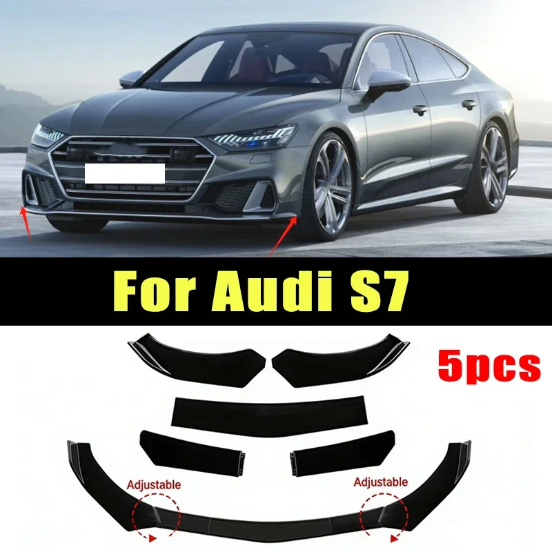 

5Pcs ABS Material Universal Car Front Bumper Separator Bumper Lip Body Kit Duck Lip Separator For Audi S7 Car Accessories