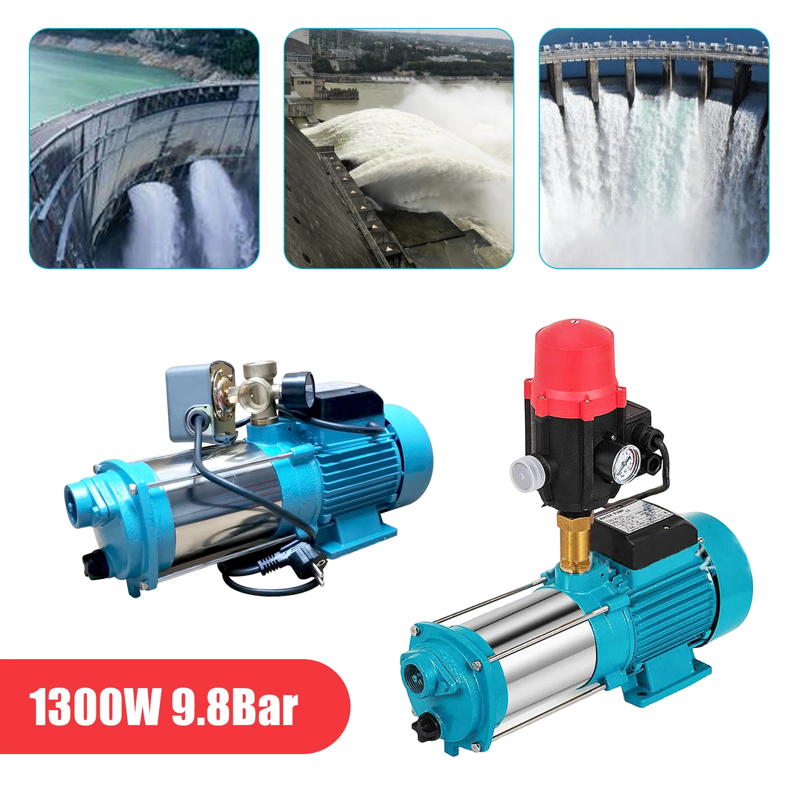 1.3KW Stainless Steel Self-Priming Centrifugal Pump DC Portable Water Pump Water Dispensing Pump for Farm and Pond Watering