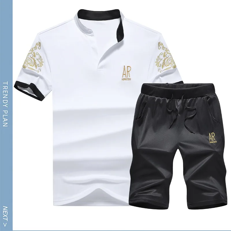 

Men's Short Sleeved Shorts Two Piece Set 2025 Summer New Sports Set Korean Style Student Youth Leisure Multi Color Running Shirt