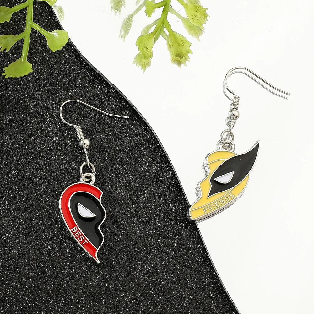 Disney Movie Deadpool Wolverine Best Friends Earrings Cool Marvel Superhero Avengers Stud Earrings Eardrop Fans Jewelry Gifts