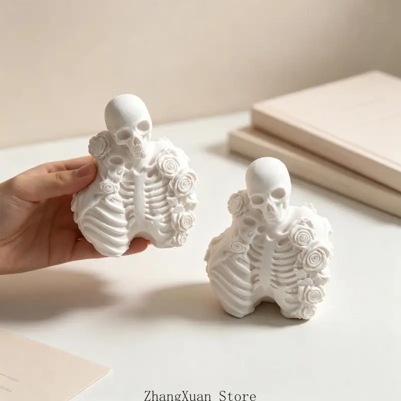 Rosen-Akzent-Paar-Kerzenform für Halloween-Raumgestaltung, handgefertigtes Gießwerkzeug zum Ausgießen, Seifenherstellung – Detail 3