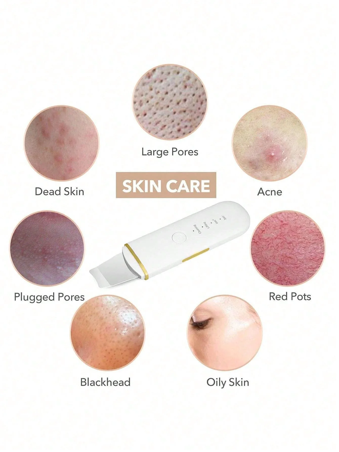 Raschietto per il viso, detergente per i pori, strumento per la rimozione dei punti neri, utilizzato per la pulizia profonda del viso e la cura della pelle, preferito come regalo.