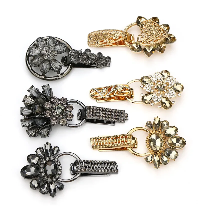 1pcs Metal Fur Coat Buttons Rhinestone Duckbill Buckle For Fur Coat Collar Accessories