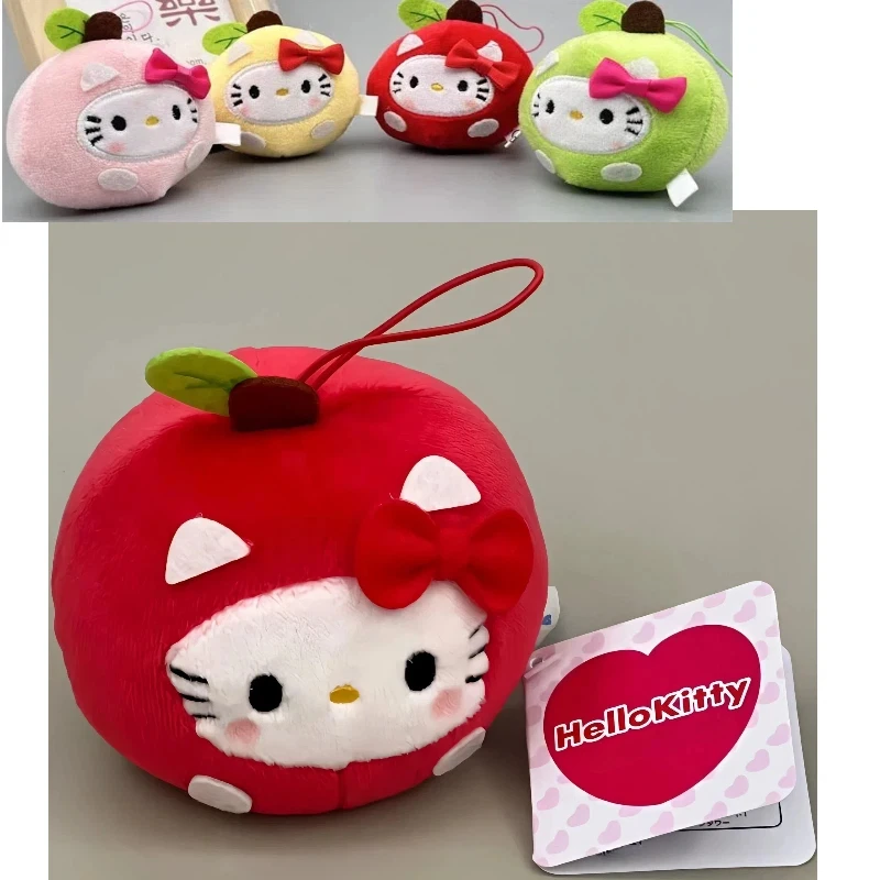 جديد لطيف كيتي أفخم المفاتيح 3 بوصة التفاح على شكل ألعاب من نسيج مخملي سلسلة سيارة الديكور دمية عيد الميلاد هدية عيد ميلاد #5