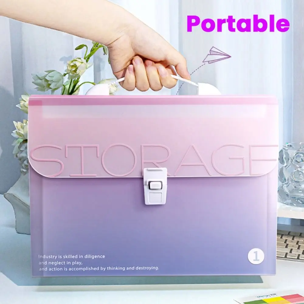 Creative Waterproof A4 File Folder 13 Pockets Test Paper Storage Organ Bag PP Classified Storage File Organizer Student