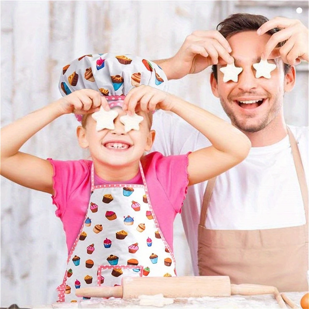 17Pcs Kids Cooking Apron Gloves Hat Set, Pink Easter Halloween, Child Chef Kitchen Baking Tool, Play House Toys, Eid Mubarak