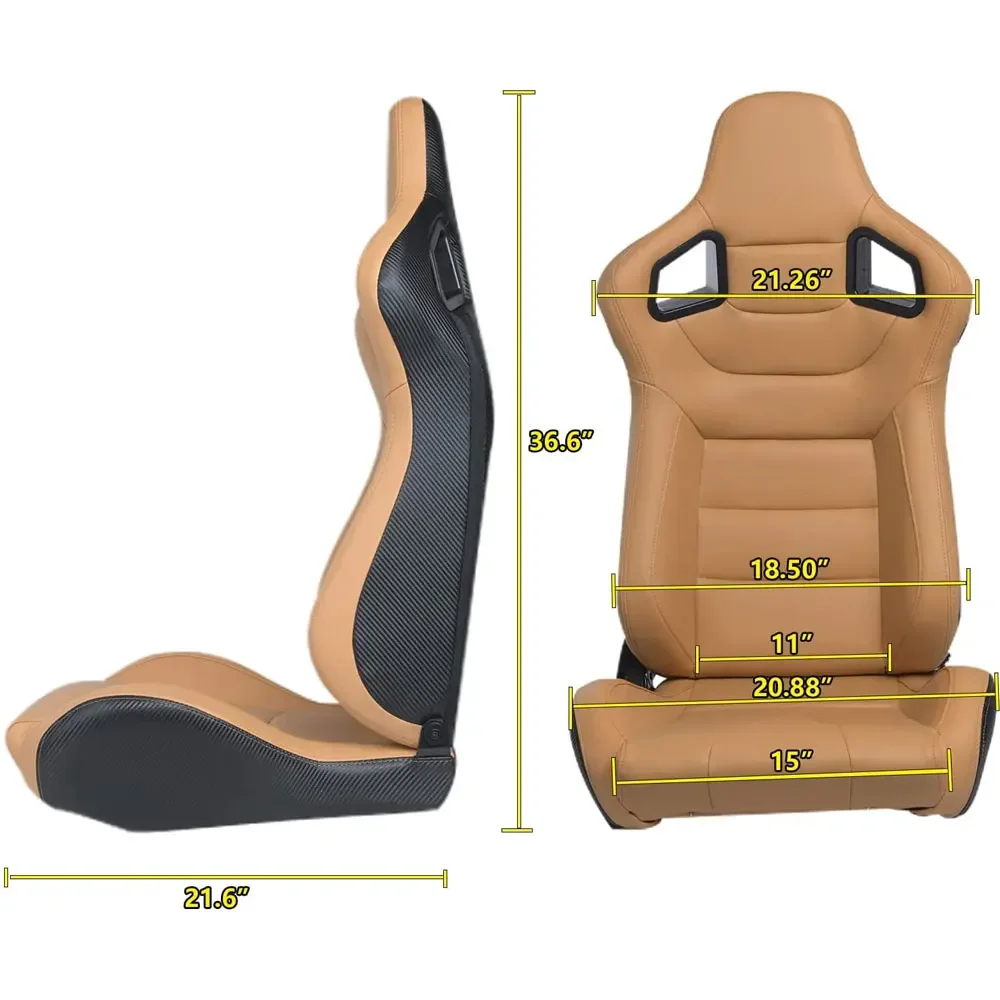 1Pcs Universal Racing Car Seats 70-180 degree Adjustable Seat 3D PVC Full WRAP Leather Racing Sports Bucket Seats with 1 Slider