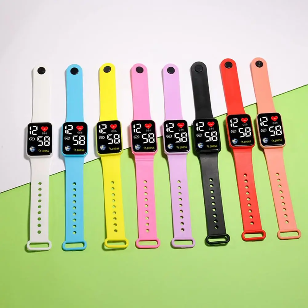 Jam Tangan elektronik นักเรียน LED สี่เหลี่ยมแฟชั่นลำลองกีฬาเด็กชายและหญิงสายรัดข้อมือดิจิตอลแบบถอดออกได้ขายส่ง