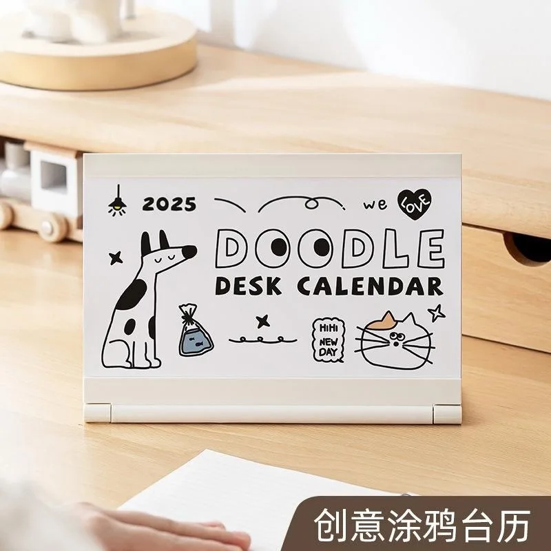 

Ins Style Minimalist Calendar Graffiti New Desk Calendar Flip Page Office Desktop Decoration Check-in Notepad Puppy
