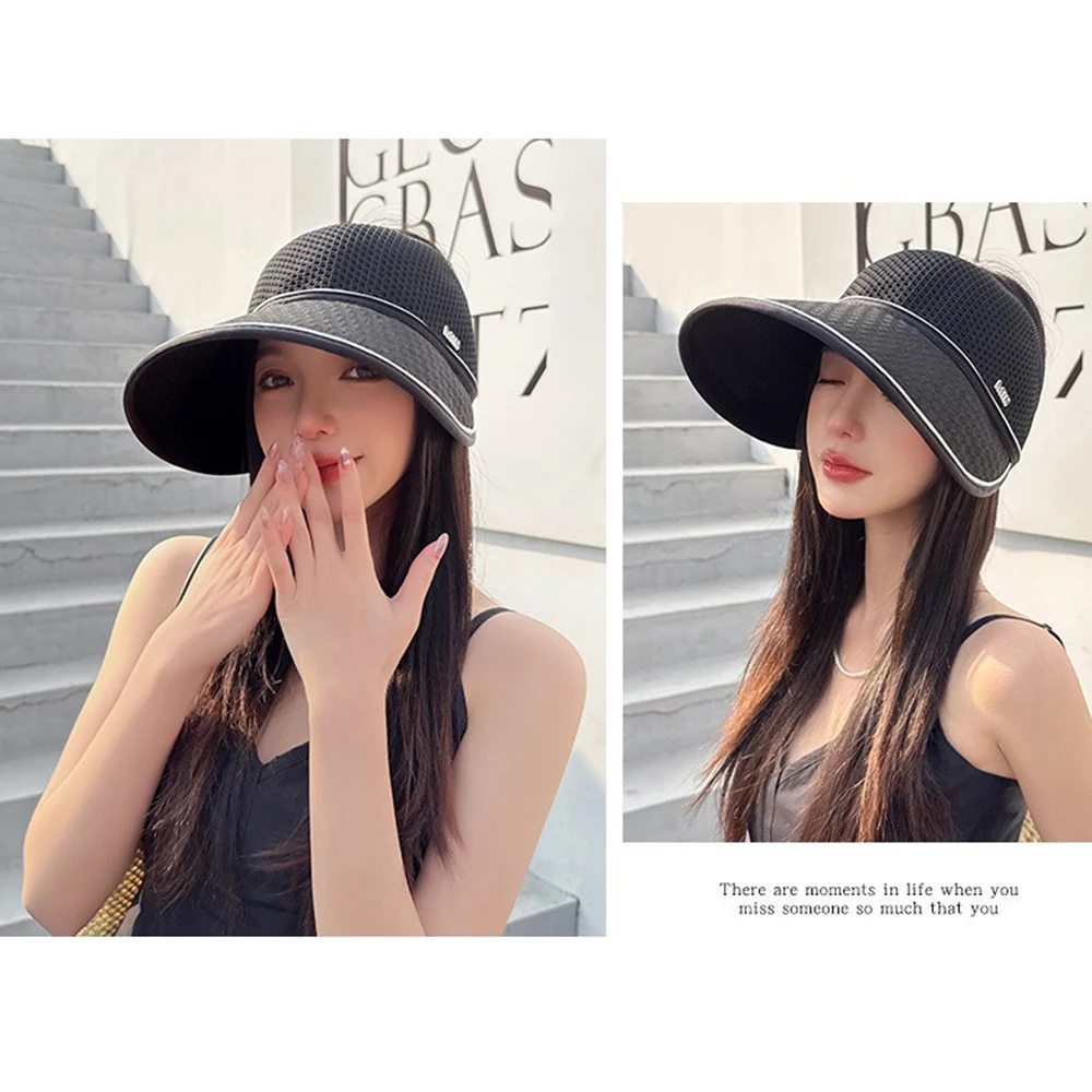 Chapeau de protection solaire respirant pour femmes, nouvelle collection été 20225, visière queue de cheval à grands bords, chapeau de paille pliant pour vélo, tendance