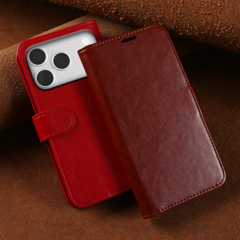Mobile Phone Leather Case For iPhone 17 16 15 Pro Max 17e Air 16e 14 Plus 12 13 Mini Flip Cover Cases Shockproof Coque Funda Bag view 2