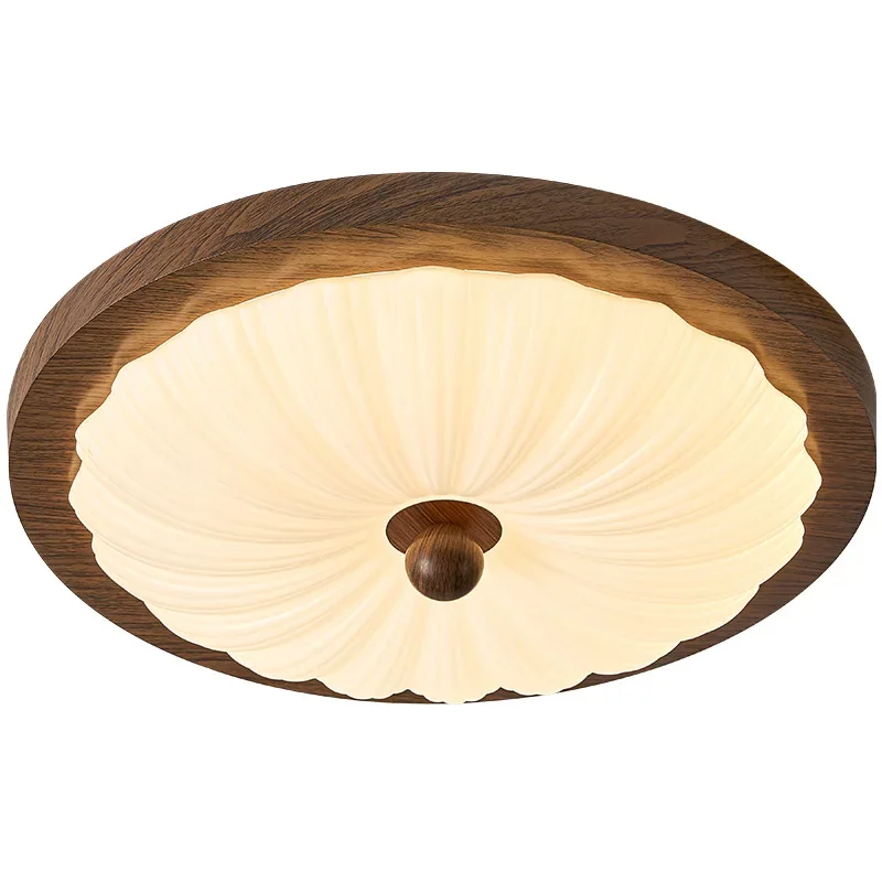 Medieval style bedroom ceiling light, walnut color retro wabi sandy wind, premium walnut color, study eye protection