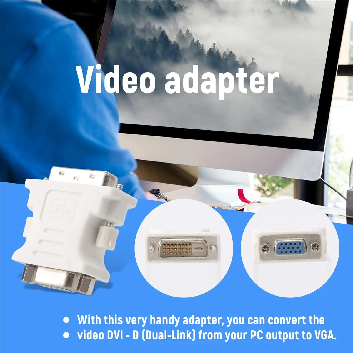 WHQT DVI male adapter (DVI - D 24 1) to female VGA (15-pin)