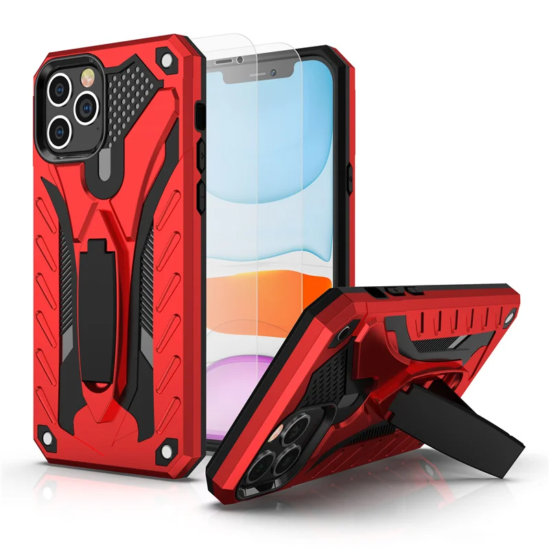 

Heavy Duty Shockproof Phone Case For iPhone 11 12 Pro Max 12 Mini 7 8 6 6s Plus X XS XR SE 2020 Armor TPU Kickstand Back Cover