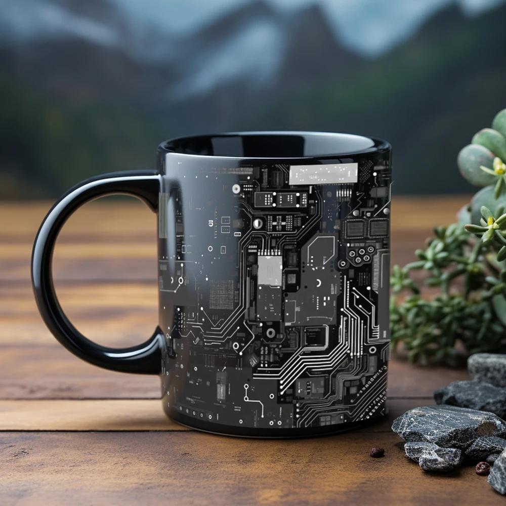 

Complex motherboard wiring pictures coffee mug A gift for engineering design and electronic circuit design enthusiasts