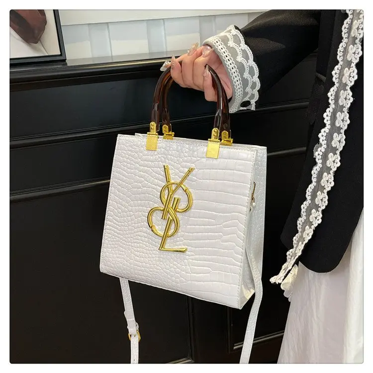 ‌Retro Crocodile-Design PU Handbag 2025 - Foldable Square Bag & Adjustable Chain, Anti-Scratch Purse for Evening/Casual/Weekend‌