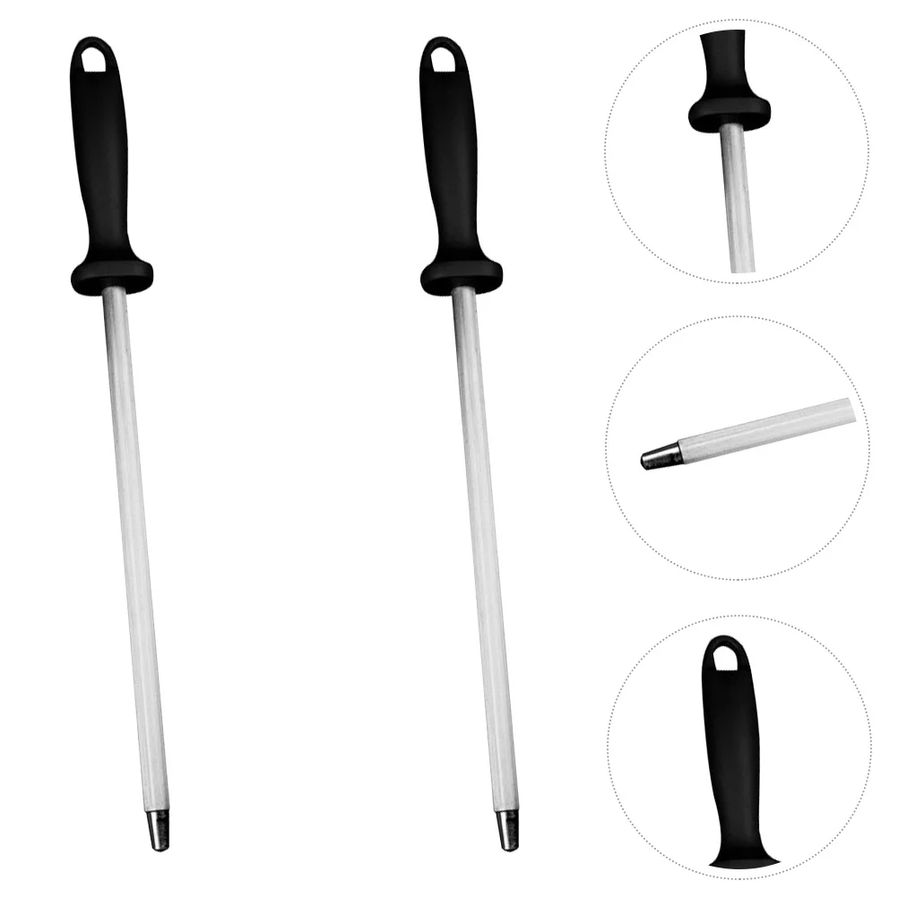 

2Pcs Professional Stainless Steel Honing Rod Rounded Corners Efficient Cutter Sharpener for Kitchen Supplies Kitchen Honing Rod