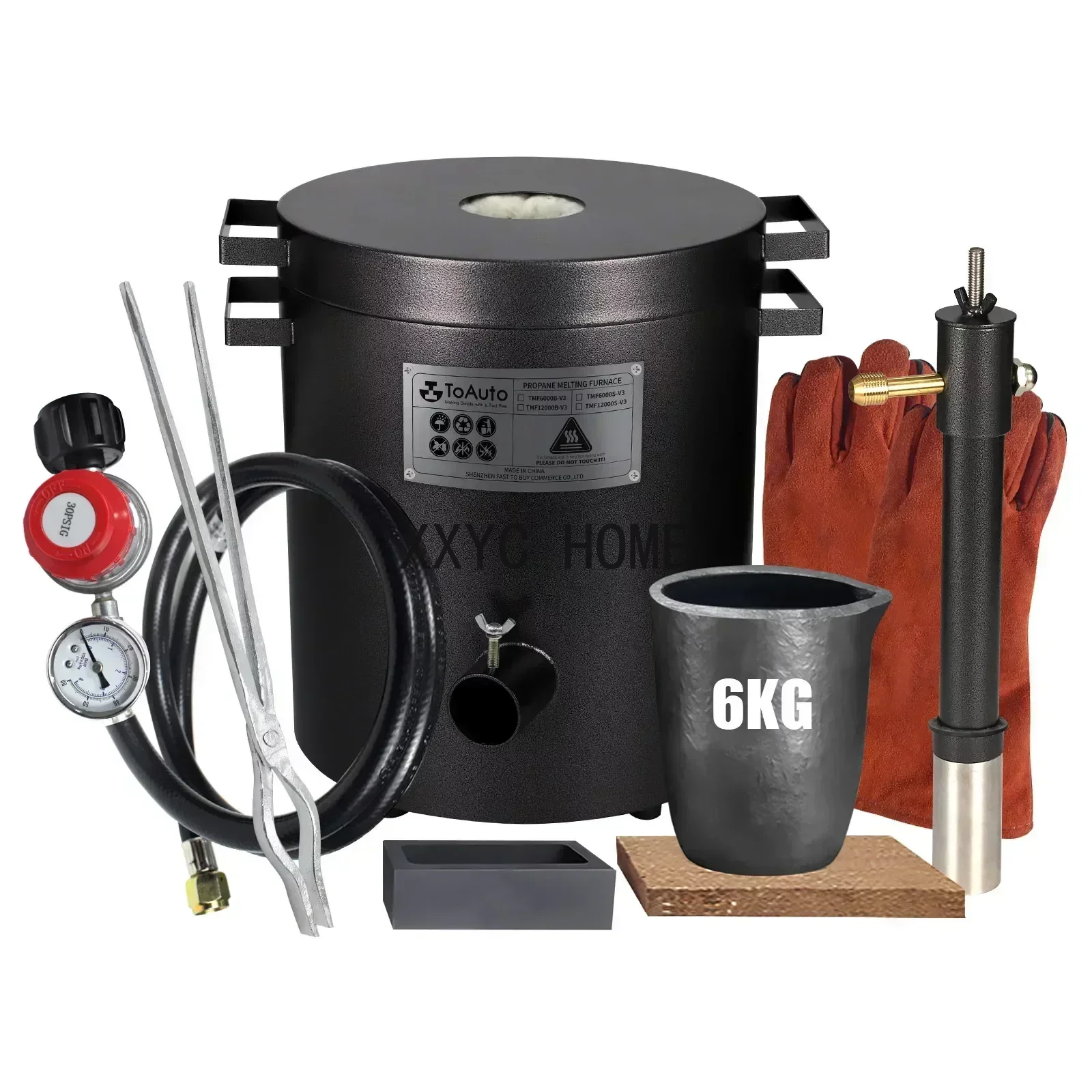 

Набор для плавки: пропановая печь, графитовый тигель, щипцы, 1300°C ° Литье, рафинирование, плавка драгоценных металлов: золото, серебро, олово, алюминий