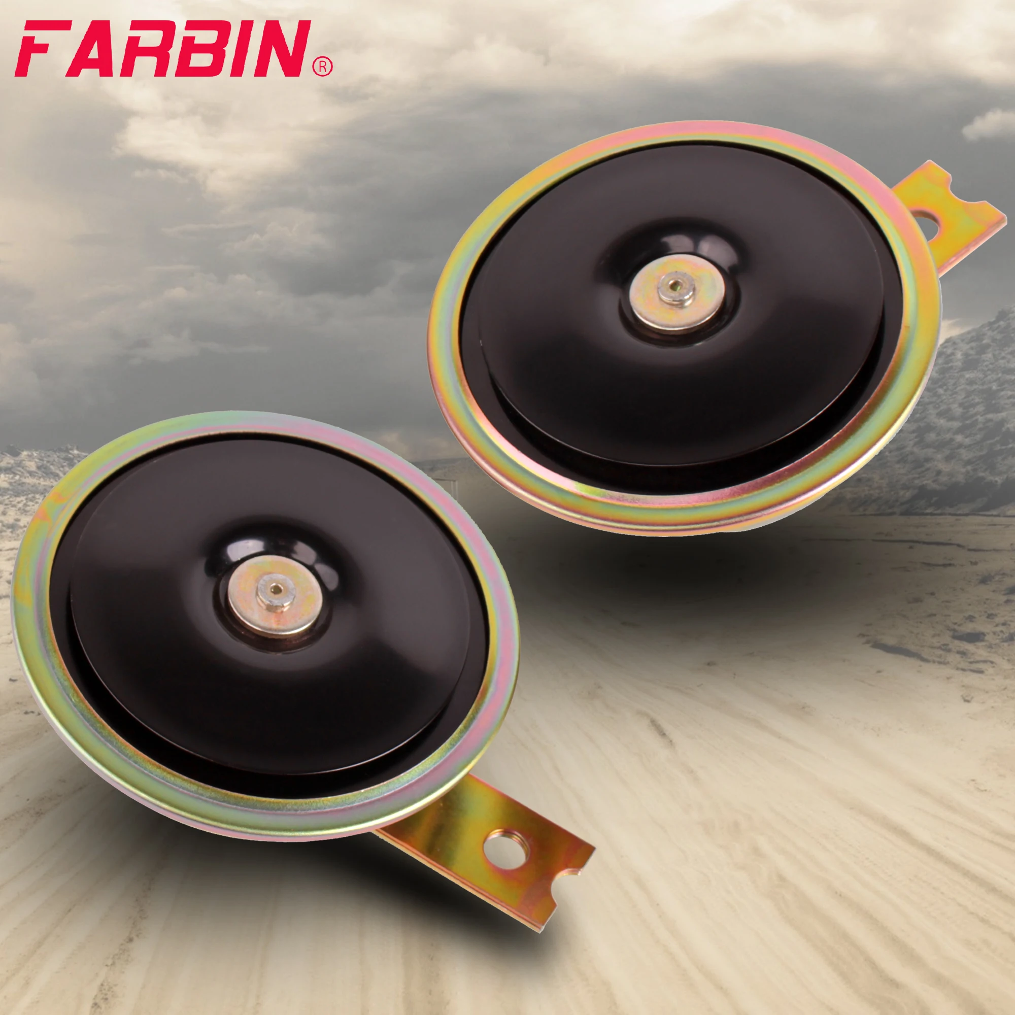 

FARBIN 2Pcs Air Car Horn Waterproof Super Loud Dual Tone Metal Alarm Signal Disc Horn With Relay Harness Button Simple Install