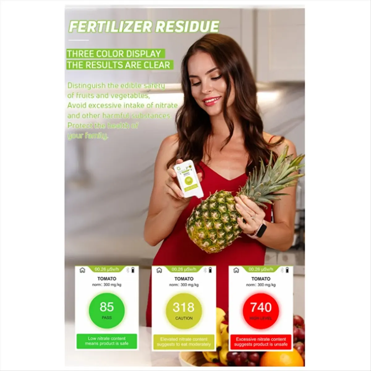 A88M 3F Food Safety Detector Portable New in Food Nitrate Tester Fruits and Vegetables Meat Radiation Nitrate Detection