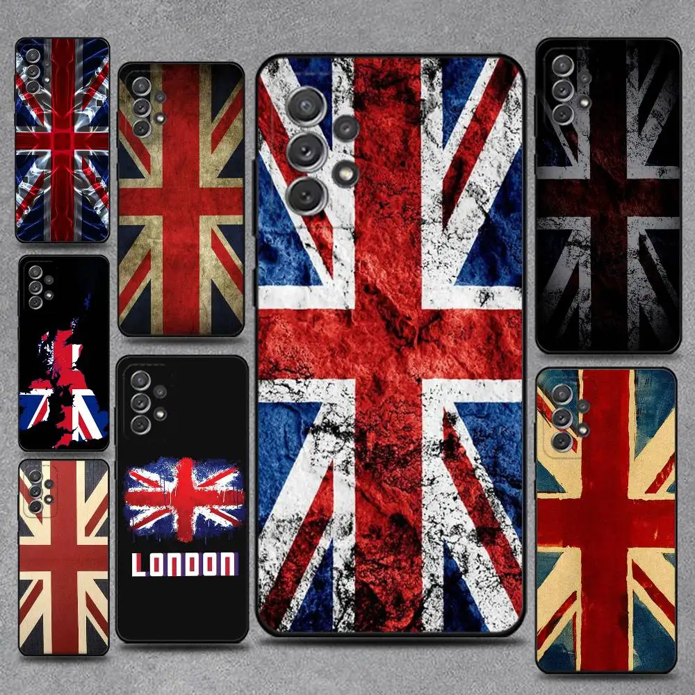 UK Flag Cool Phone Case For Samsung S 26,25,24,23,22,30,21,10,9,Ultra,Plus,Lite,FE,4,5G Black Soft Case