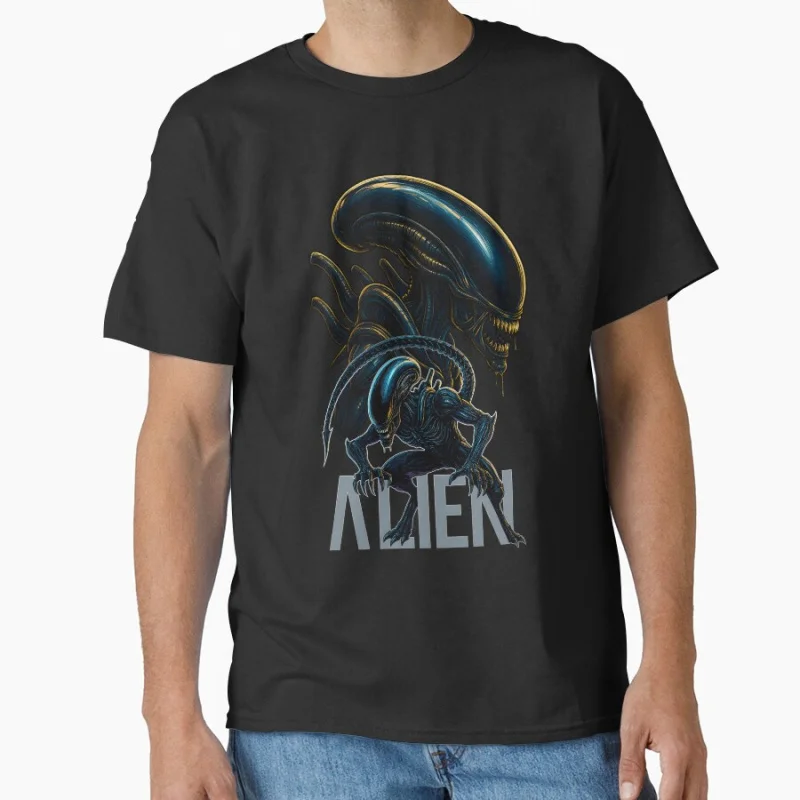 

Xenomorph 0909 80s sci fi Vintage Horro Movie Alien Predator Hunter Yautja Monster gift T shirt Large size Tops 6XL mans clothes