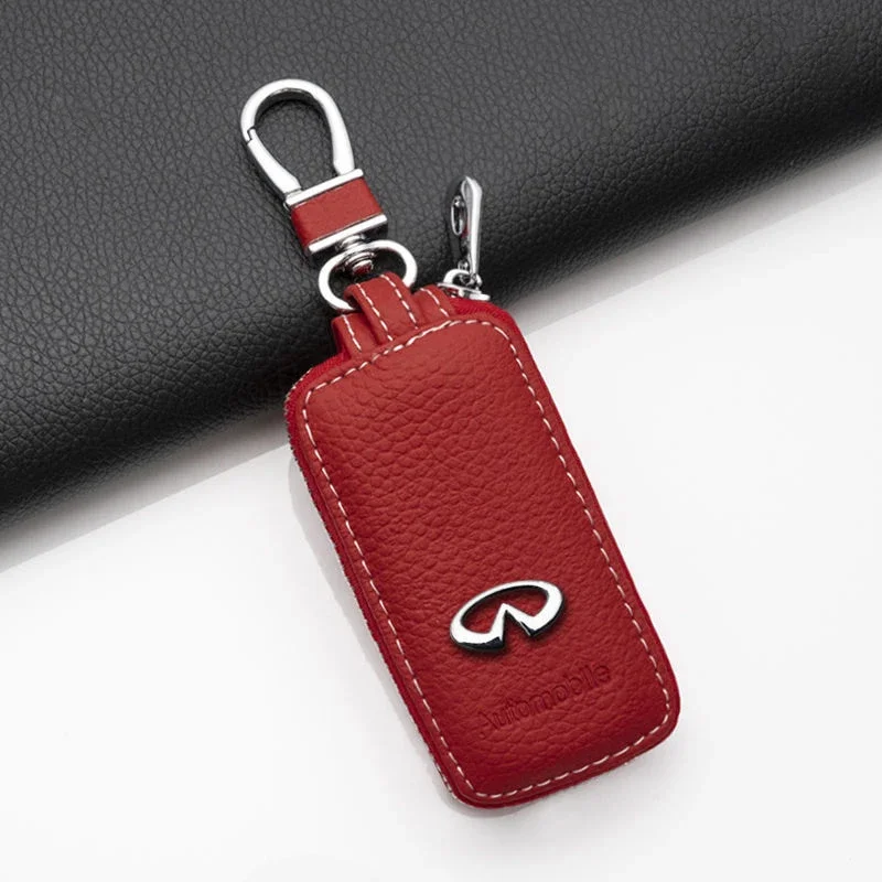 Leather Car Key Case Cover Remote Holder with Metal Buckle for Infiniti G20 G35 G37 FX35 Q30 Q50 Q60 Q70 QX50 QX60 QX70 QX80 view 4