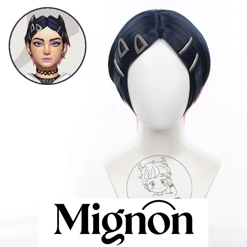 

VALORANT Clove Cosplay Wig Gradient Short Hair Simulated Scalp Halloween Gift