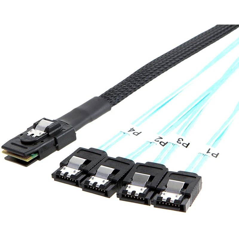 Mini SAS 36Pin (SFF-8087) Male to 4 SATA 7Pin Female Cable, Mini SAS Host/Controller to 4 SATA Target/Backplane 1.0M