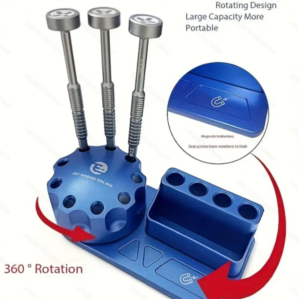 Aluminum Alloy Screwdriver Organizer 360 Degree Rotating Multi-Slot Structure Screwdriver Holder Anodized Finish