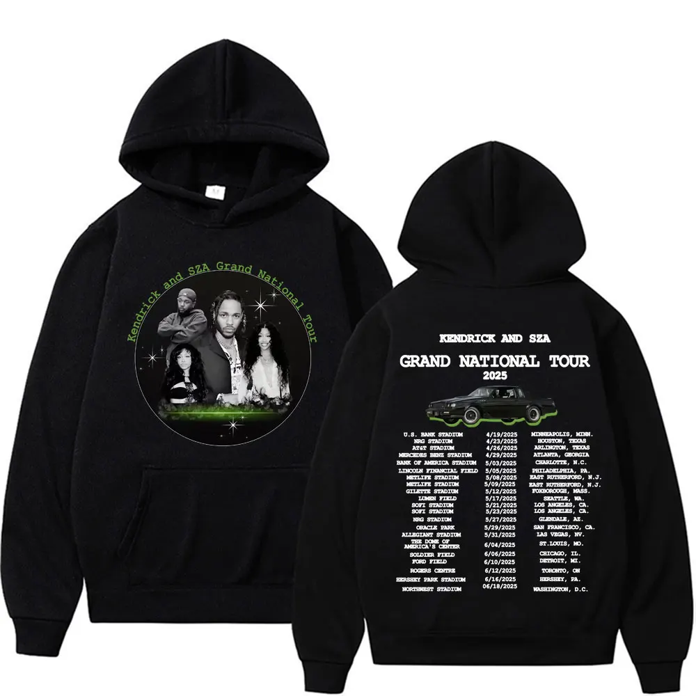 Kendrick Lamar & SZA Grand National Tour 2025 Hoodies Men Women Fashion Gothic Hip Hop Sweatshirt Casual Fleece Oversized Hoodie