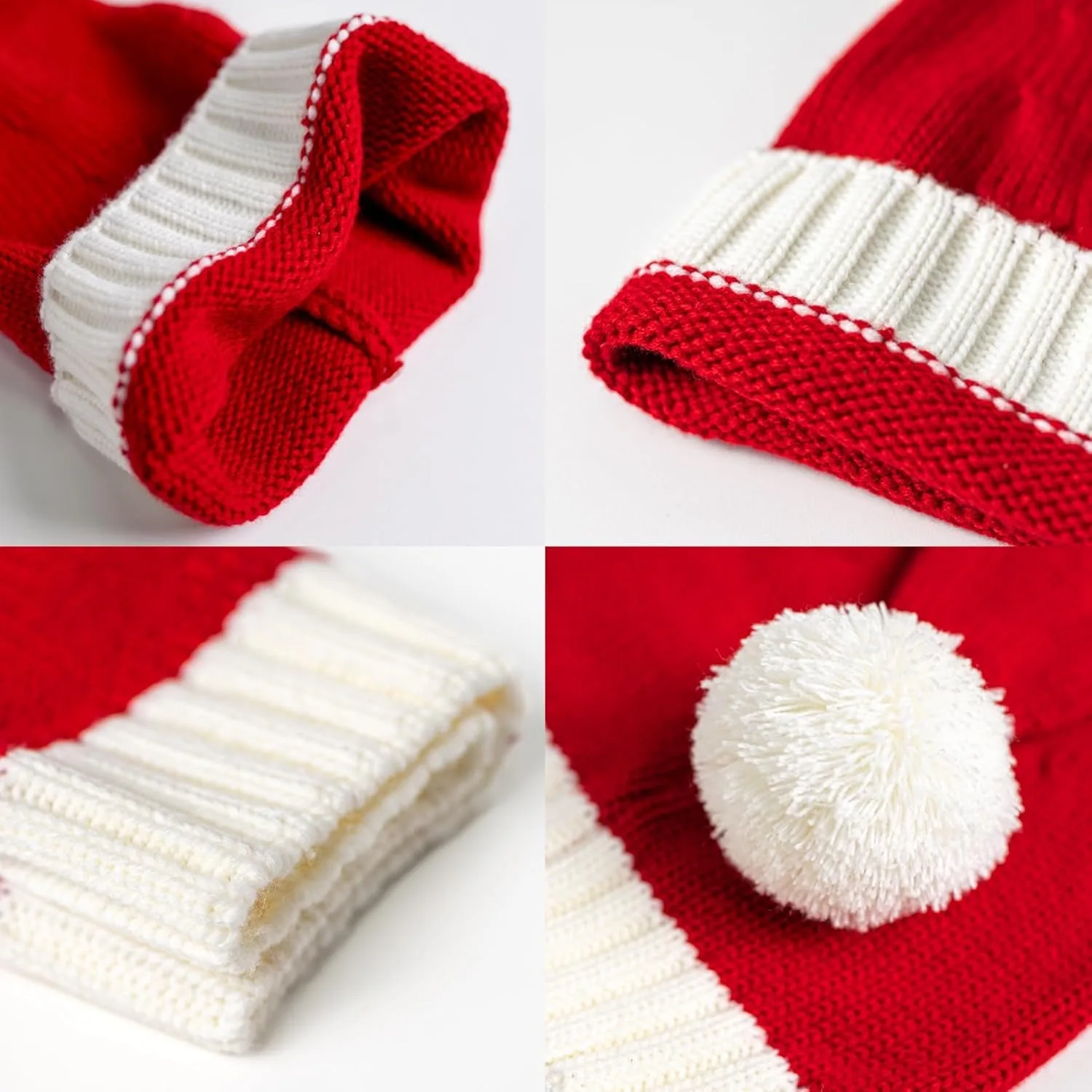 Weihnachtsaccessoires Weihnachtsmütze mit Pompons, rote gestrickte Weihnachtsmütze für Damen, Herren, Kinderparty-Verkleidung, Familien-Weihnachten