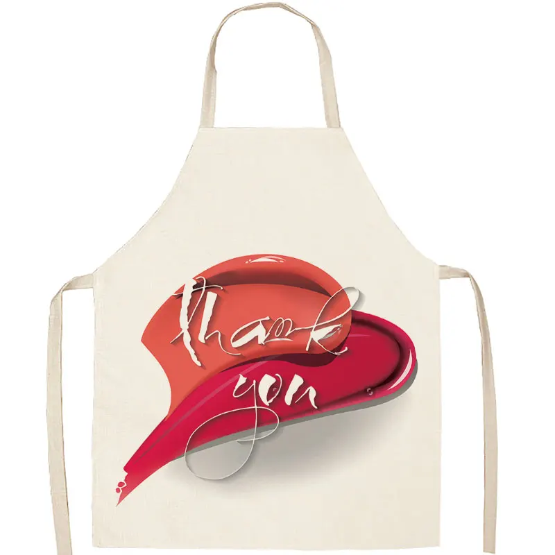 1 pcs Cotton Linen Nail Apron Print Apron Lipstick pattern apron Unisex Linen Apron Kitchen Anti fouling Apron Cooking Apron