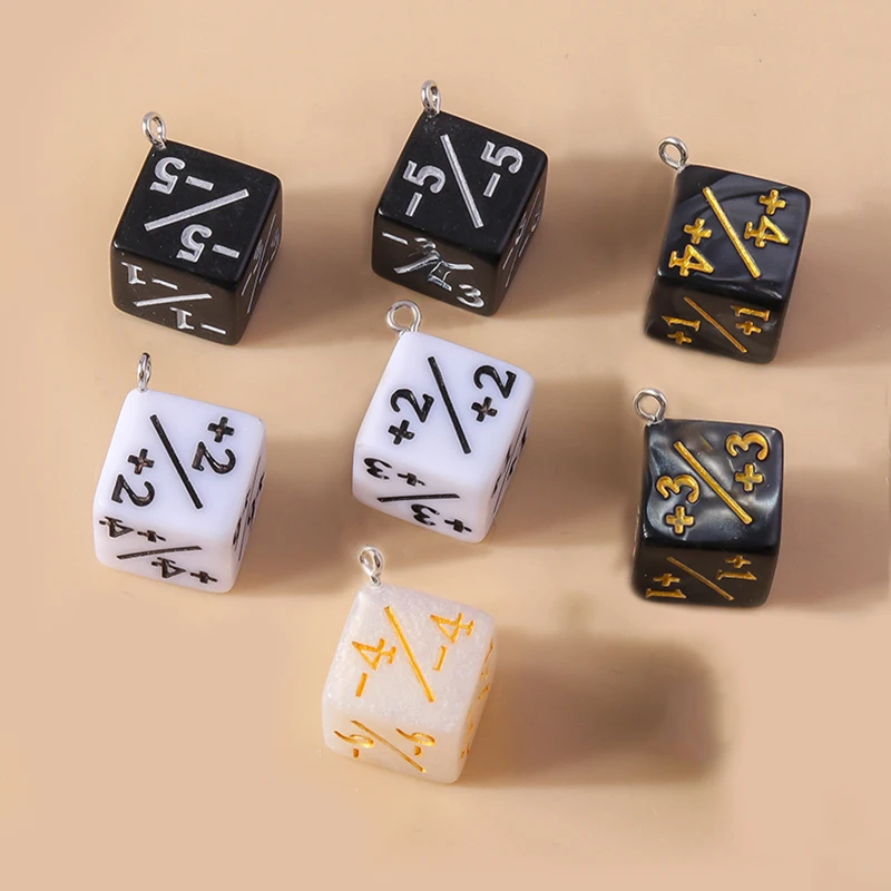 Leslie 7pcs/set Colorful Different Number Acrylic Dice Charms Game Props Multi-faceted Digital Dice for DIY Jewelry Making