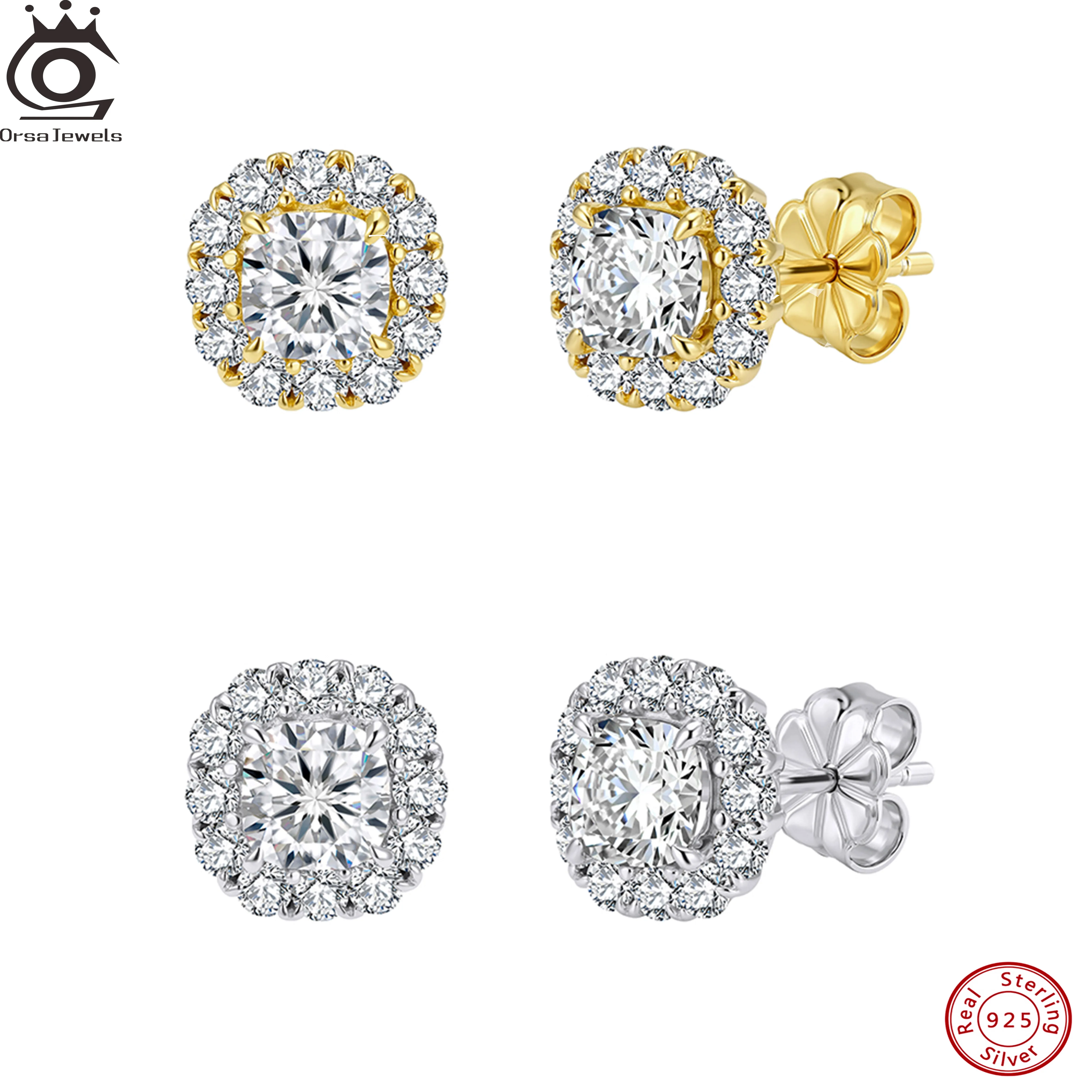 

ORSA JEWELS Exquisite 925 Sterling Silver D Color Full Moissanite Diamand Earrings for Women Luxury Wedding Fine Jewelry MOE26