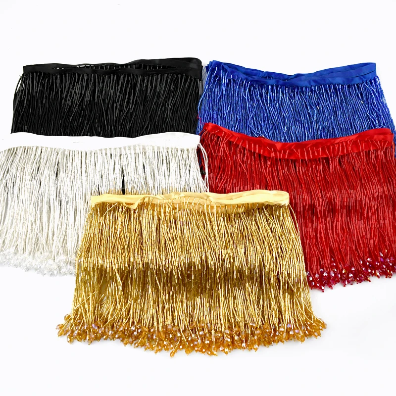 

1/2Yards 15cm Beaded Rhinestone Tassel Fringe for Sewing Latin Dress Lace Trim Garment Decor Trimming DIY Clothes Accessories