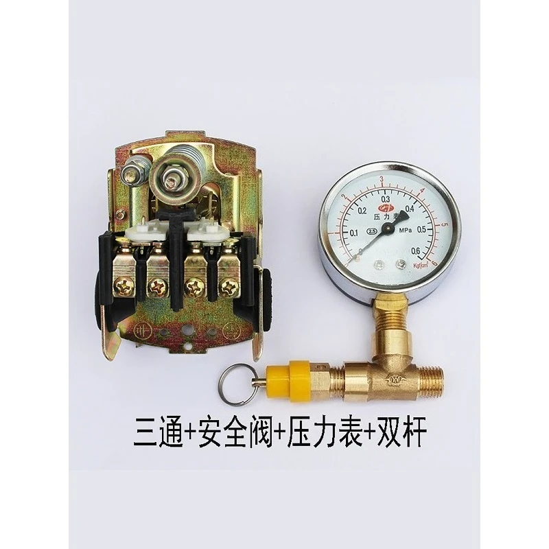 Water Pump Automatic Pressure Control Kit Pressure Gauge 2 Way Tee Valve Water Tank Fitting Set
