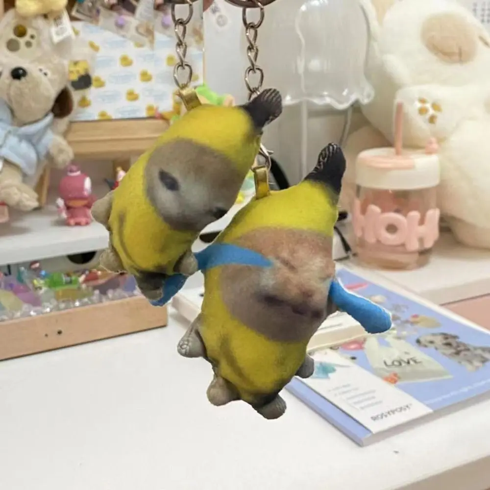 الموز القط دمية البكاء الصوت الموز القط المفاتيح محشوة دمية أفخم الموز القط دمية قلادة يتلاص حزين المفاتيح اكسسوارات #2