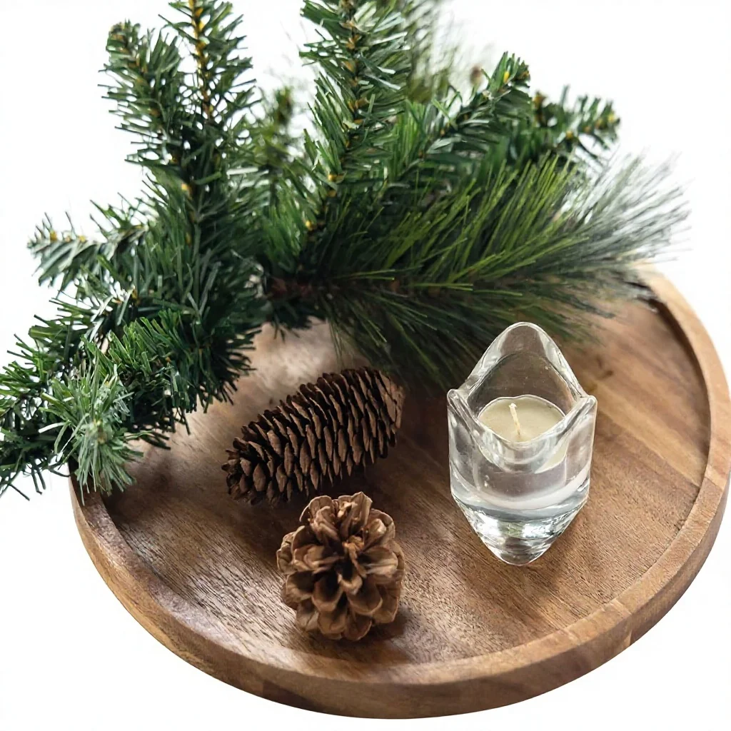 

Round Acacia lacquered stackable portable flexible candlestick tray for home kitchen and coffee table decor