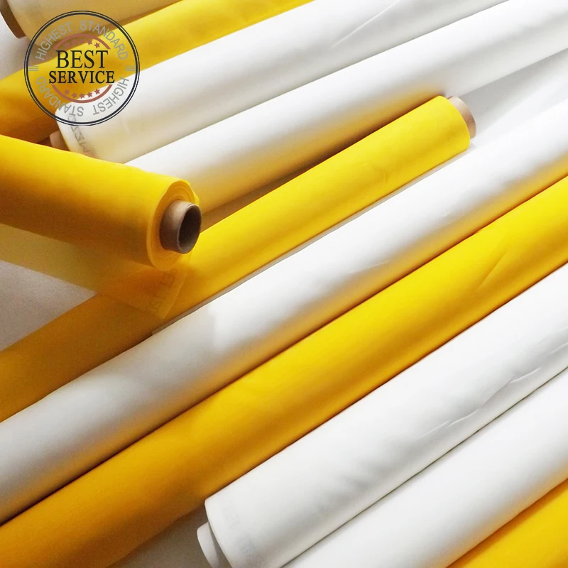 Prezzo di fabbrica 120T 34um Micron serigrafia maglia 220cm larghezza con colore bianco giallo