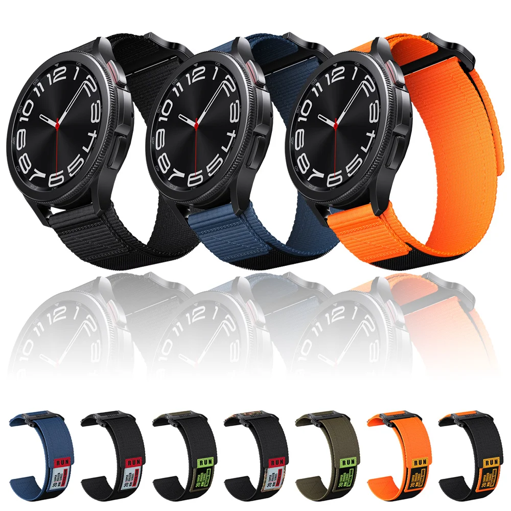 22mm 20mm Nylon Loop Band For Samsung Galaxy Watch 7 6 5 Pro/4/Classic/gear s3 Frontier/Active Bracelets Huawei watch gt2 Strap