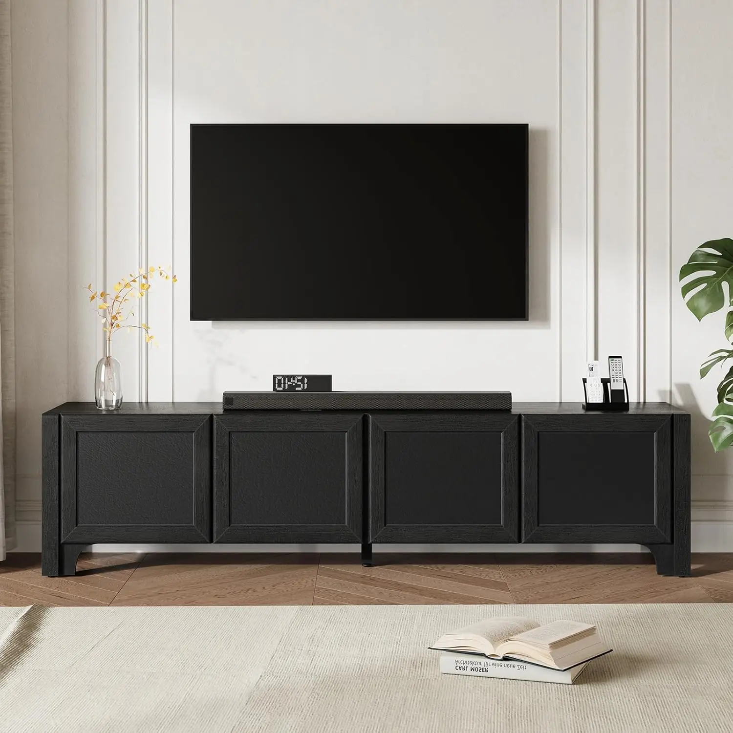 

Современные подставки для телевизоров 70 дюймов для телевизоров 65-70 дюймов, черная медиа-консоль для гостиной, телевизор с дверцами, обтянутыми кожей, на заказ