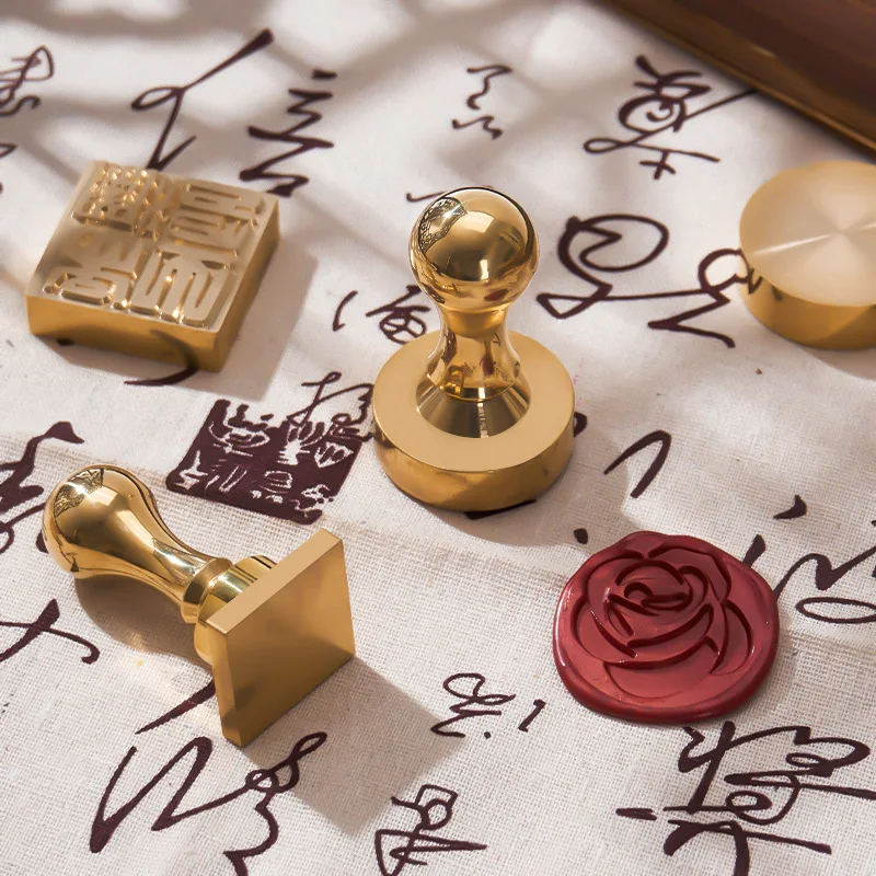Relief Ice Stamp Solid Brass Wax Seal Stamp Custom Logo Design Fine Workmanship Envelope Sealing Wax Label Sticker Craft Stamps