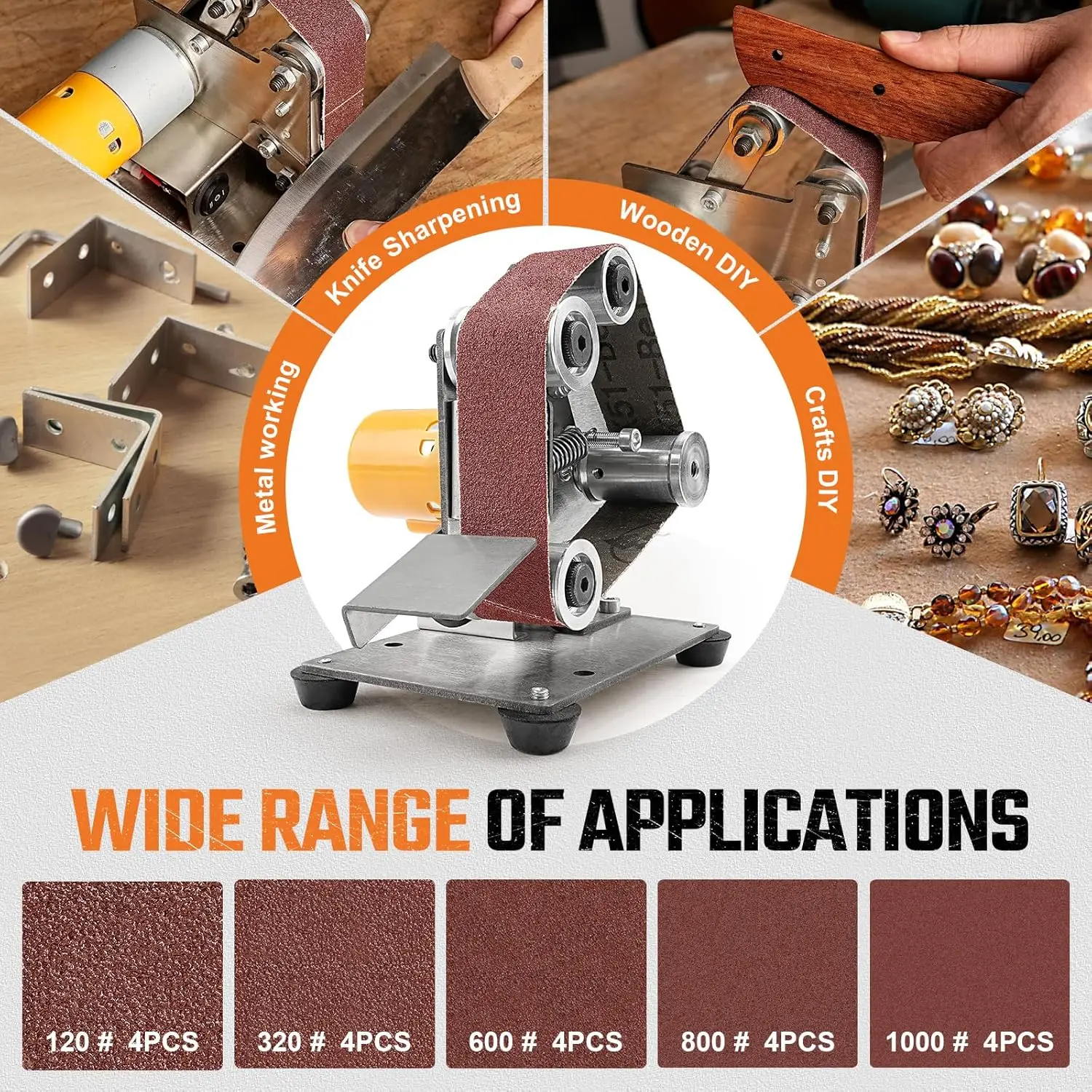 Obrázek 5: Mini elektrický pás bruska DIY leštění broušení stroj řezačka hran sharpenermultifunctional bruska 7-speed energie nástroje
