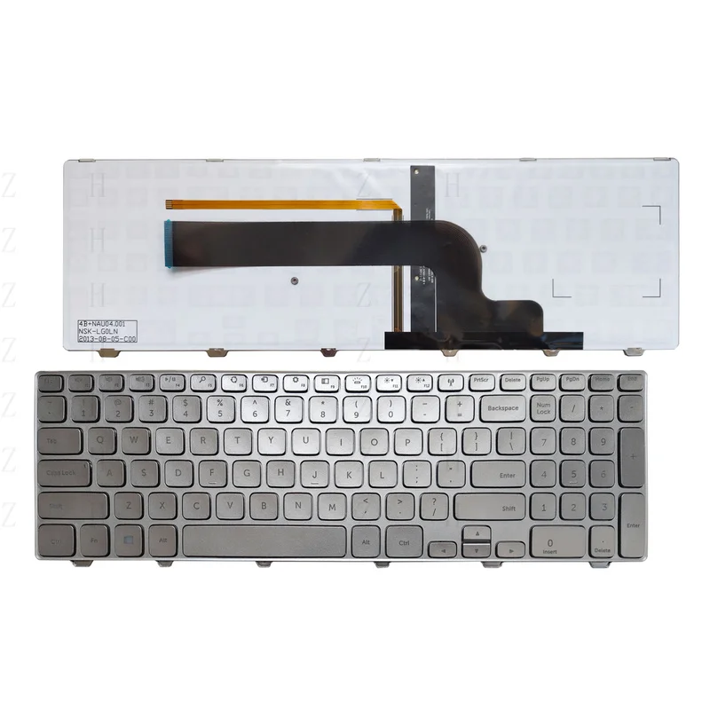 

New US Keyboard for Dell Inspiron 15 7537 P36F 0KK7X9 087YTJ Silver Backlit