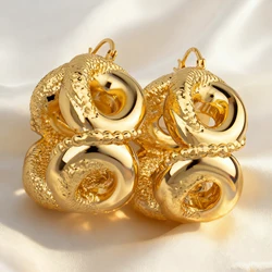 Dubai Gold Plated Jewelry Earrings Set Banquet Drop Women Lady Luxury Big Earrings for Girls Golden Hoop Earrings