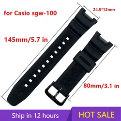 For Casio SGW-100  Silicone Strap Watchband  Men Women Rubber Sport Waterproof Replacement Wrist Band Bracelet Belt