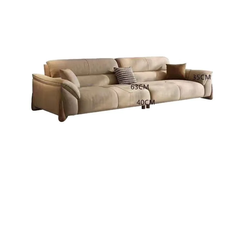 Italian minimalist matte fleece sofa living room modern simple size apartment latex straight row multi-person combination
